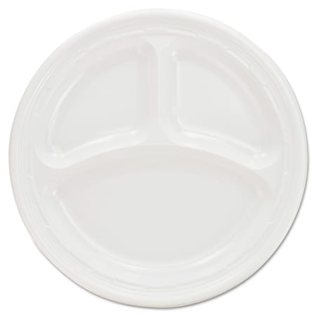 Dart Plastic Plates, 9 in, White, 3 Compa, PK100 DCC 9CPWF